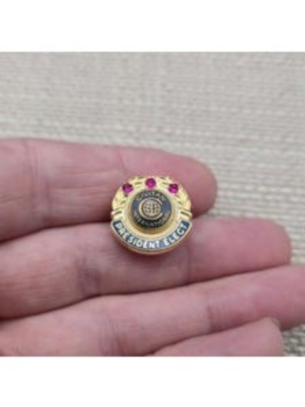Vintage Civitan International Club President-Elect 3 Red Jewel Lapel Pin A8309